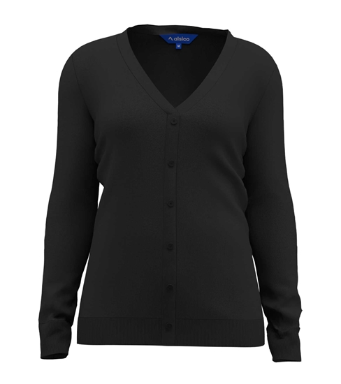 Picture of Female cotton/acrylic v-neck cardigan - Charcoal