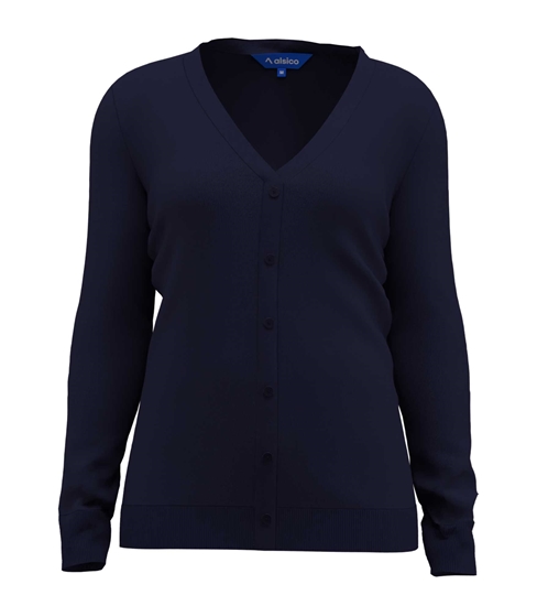 Picture of Female cotton/acrylic v-neck cardigan - Navy