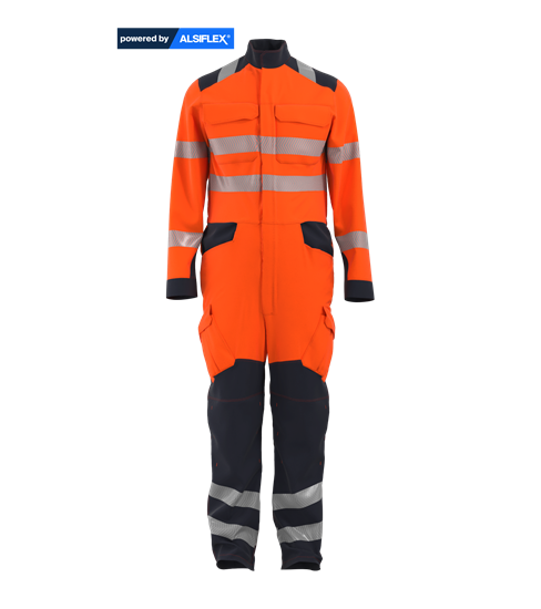 Picture of Men's Contrast Hi Vis Coverall BlueShd Contrast - Hi Vis Orange/Navy