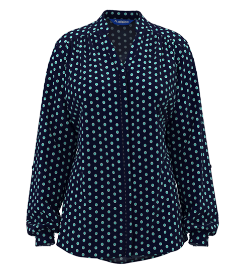 Picture of Roll Sleeve Blouse - Ella Navy/Aqua/White