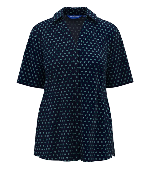 Picture of Loose Fit Blouse - Navy/Aqua Fleur Print