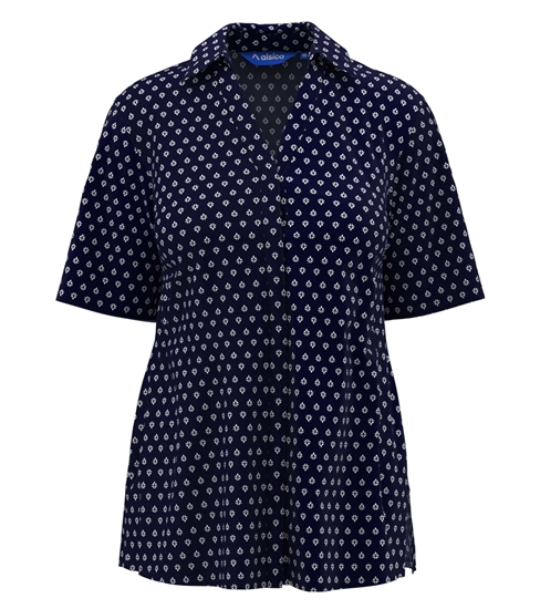 Picture of Loose Fit Blouse - Navy/White Fleur Print