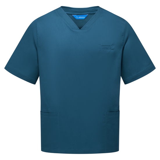 Picture of Unisex V-Neck Scrub Top - Caribbean Blue
