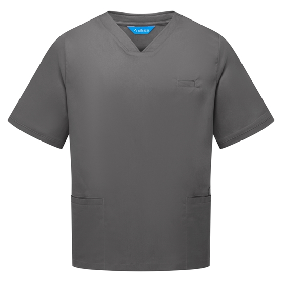 Picture of Unisex V-Neck Scrub Top - Charcoal