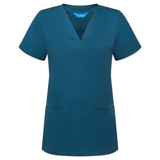 Picture of Female V-Neck Scrub Top - Caribbean Blue