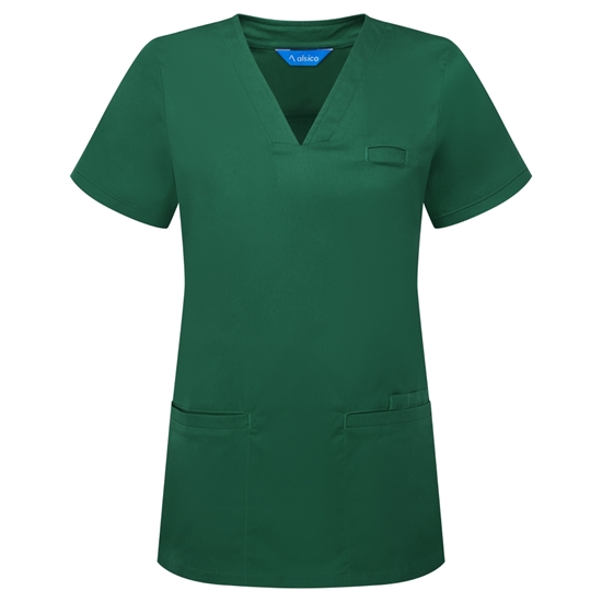 Picture of Female V-Neck Scrub Top - Bottle Green